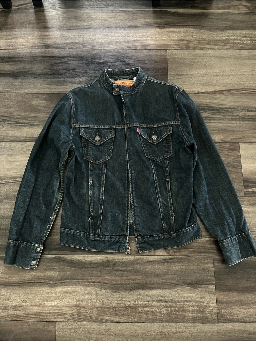 Levi's blue Denim Jacket with Tan Leather Patch for men’s